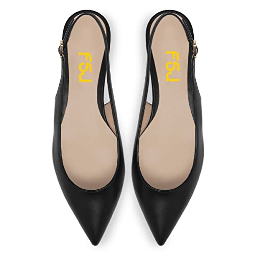 FSJ Women's Comfortable Faux Leather Slingback Flats Pumps Size 4-15 US