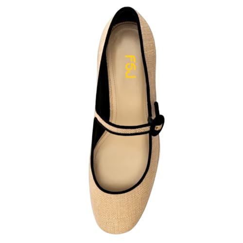 FSJ Women's Mid-Heel Mary Jane Shoes for Office and Party